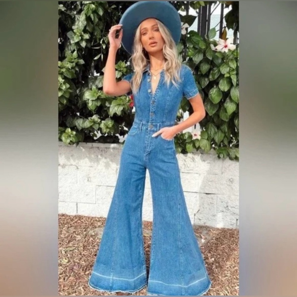 SHOW ME YOUR MUMU BALTIMORE DENIM JUMPSUIT